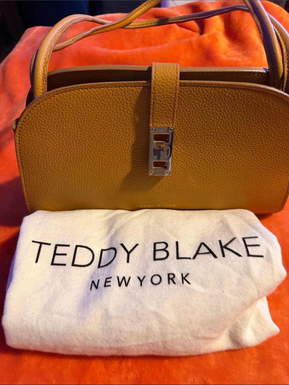 Teddy Blake Mustard Yellow Pebbled Leather Shoulder Bag